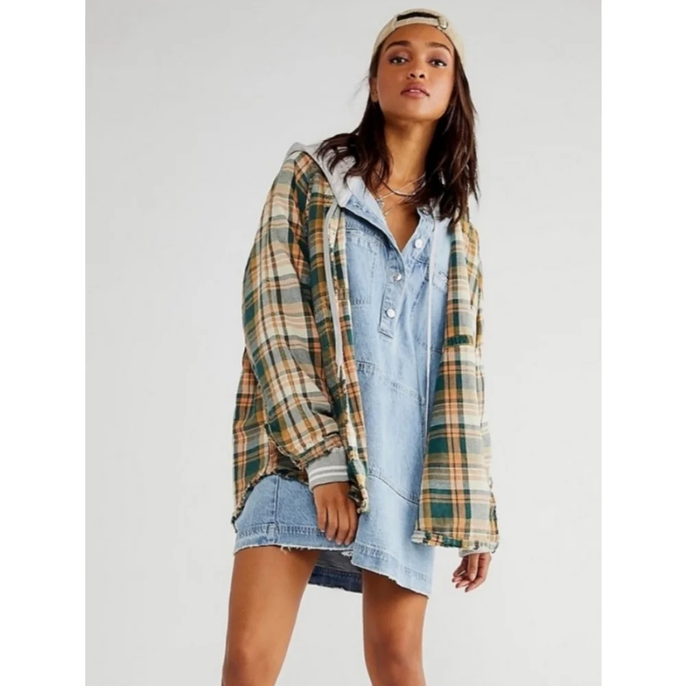 We The Free | Summer Daydream Oversized Plaid Buttondown Forest